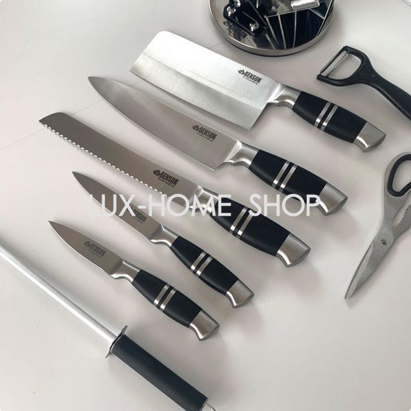 Набор кухонных ножей Benson Elite из 9 предметов на подставке BN-402 фото